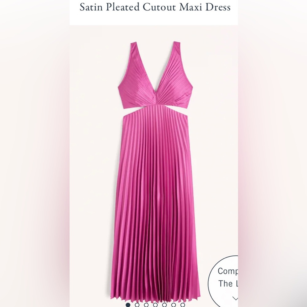 Abercrombie Pink Satin Pleated Cutout Maxi Dress